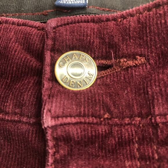 Chaps Traditional Preppy Maroon Burgundy Corduroy Pants Classic Jeans Styling - Picture 7 of 16